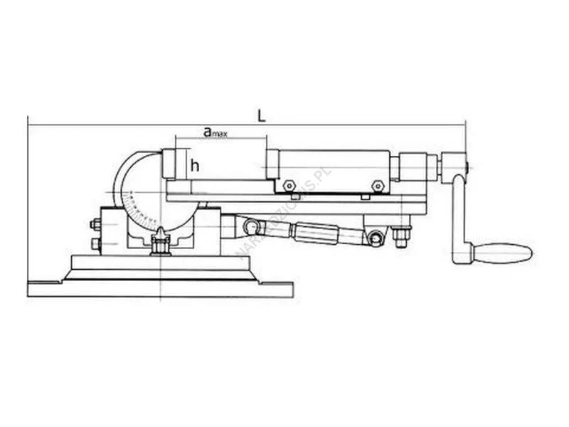 Rysunek techniczny: Imadło maszynowe uchylne 3-osiowe FZU 105/105